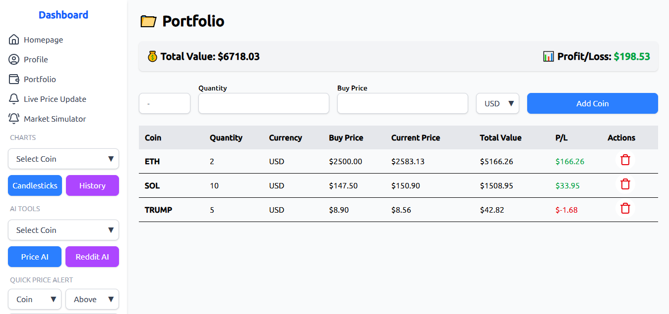 Crypto Portfolio Screenshot - hkan.trade
