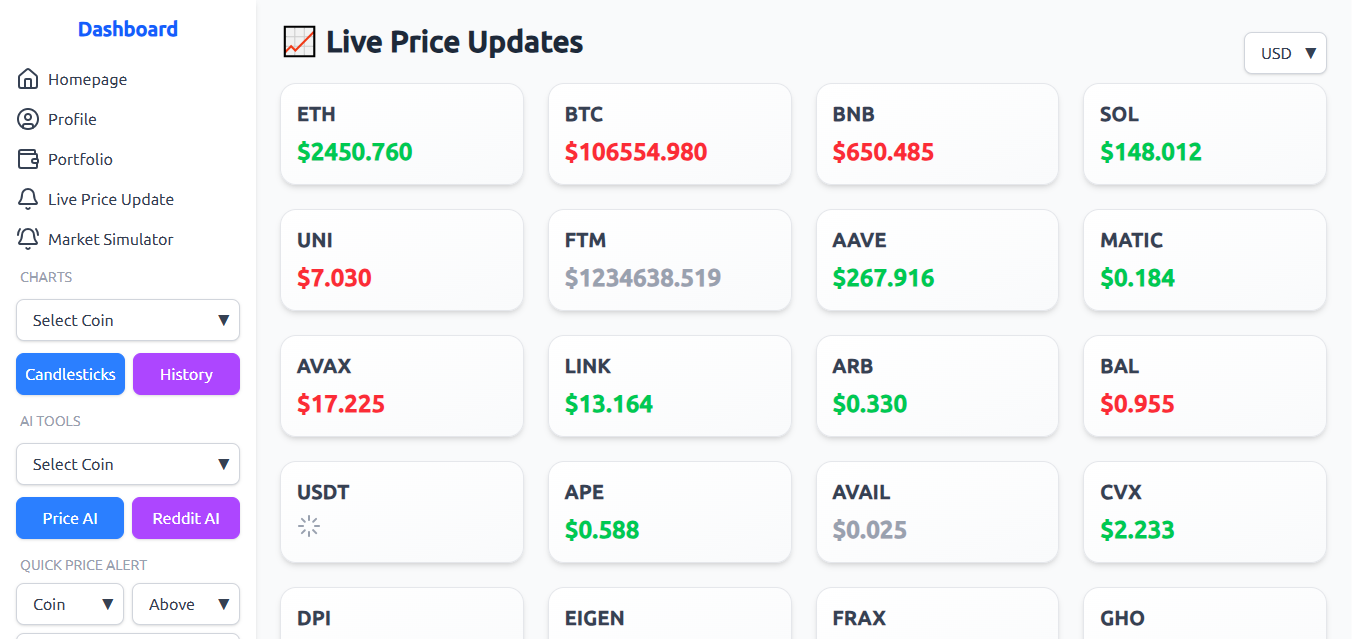 Real-Time Crypto Prices Screenshot - hkan.trade